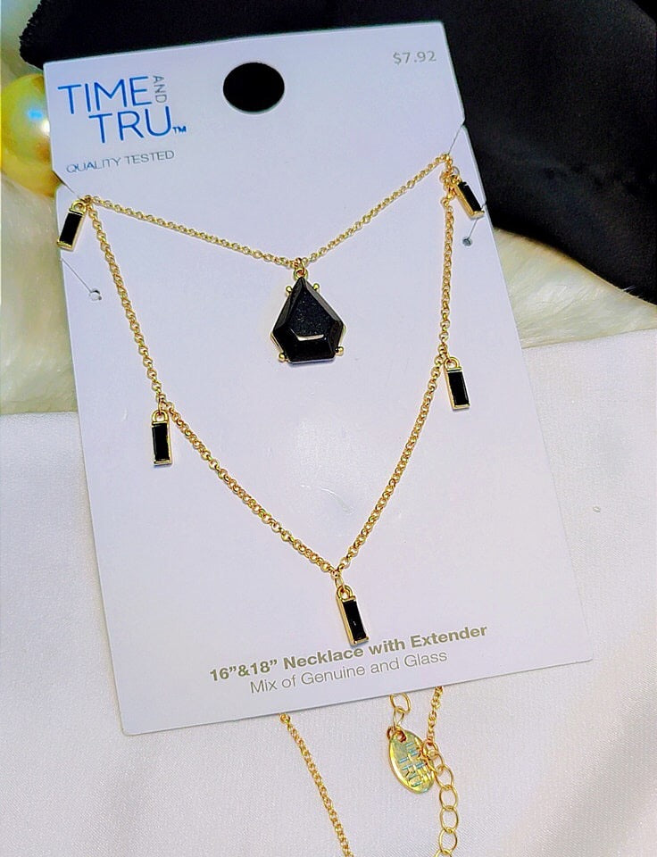 Black Stone layer necklace
