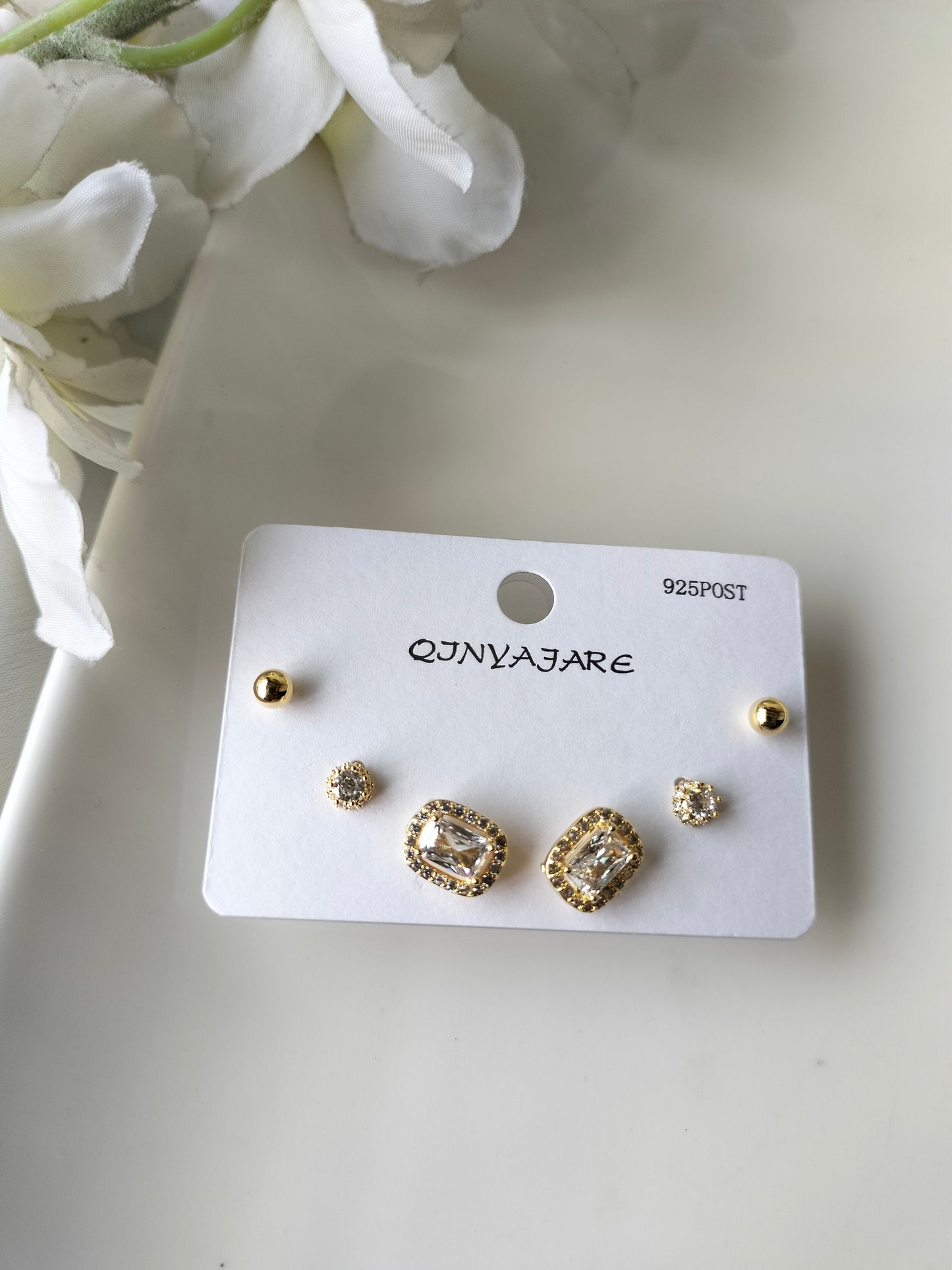 Bow Stud Set-0038 Golden