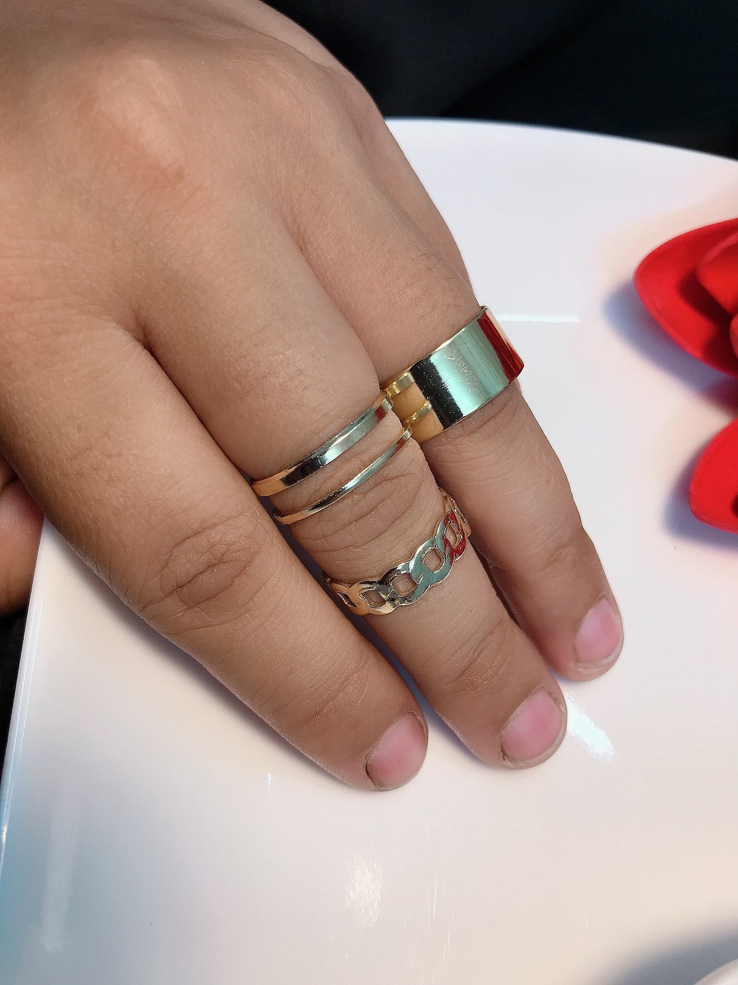 Golden plain Knuckle Ring set