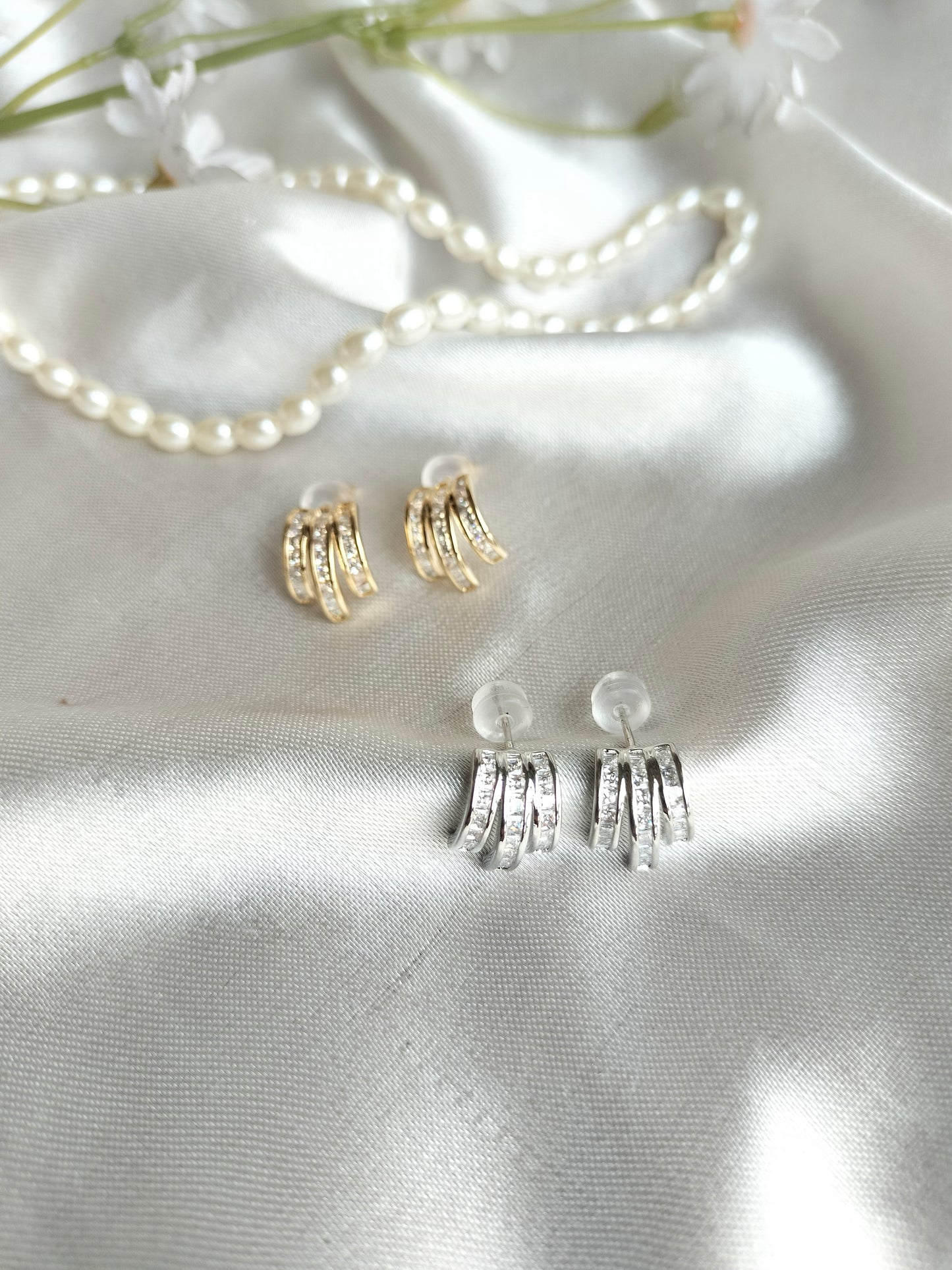 Zircon Stone Earrings Golden