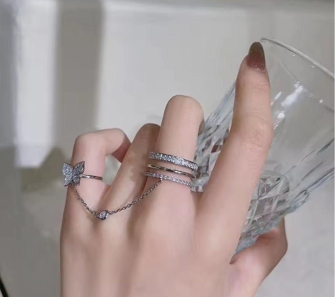 Butterfly Chain Finger Ring