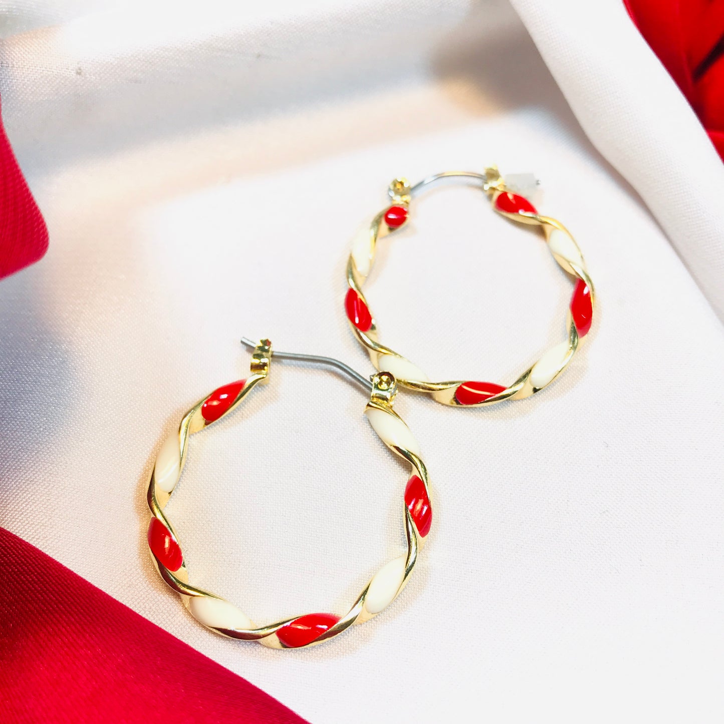 Red White twist Hoop