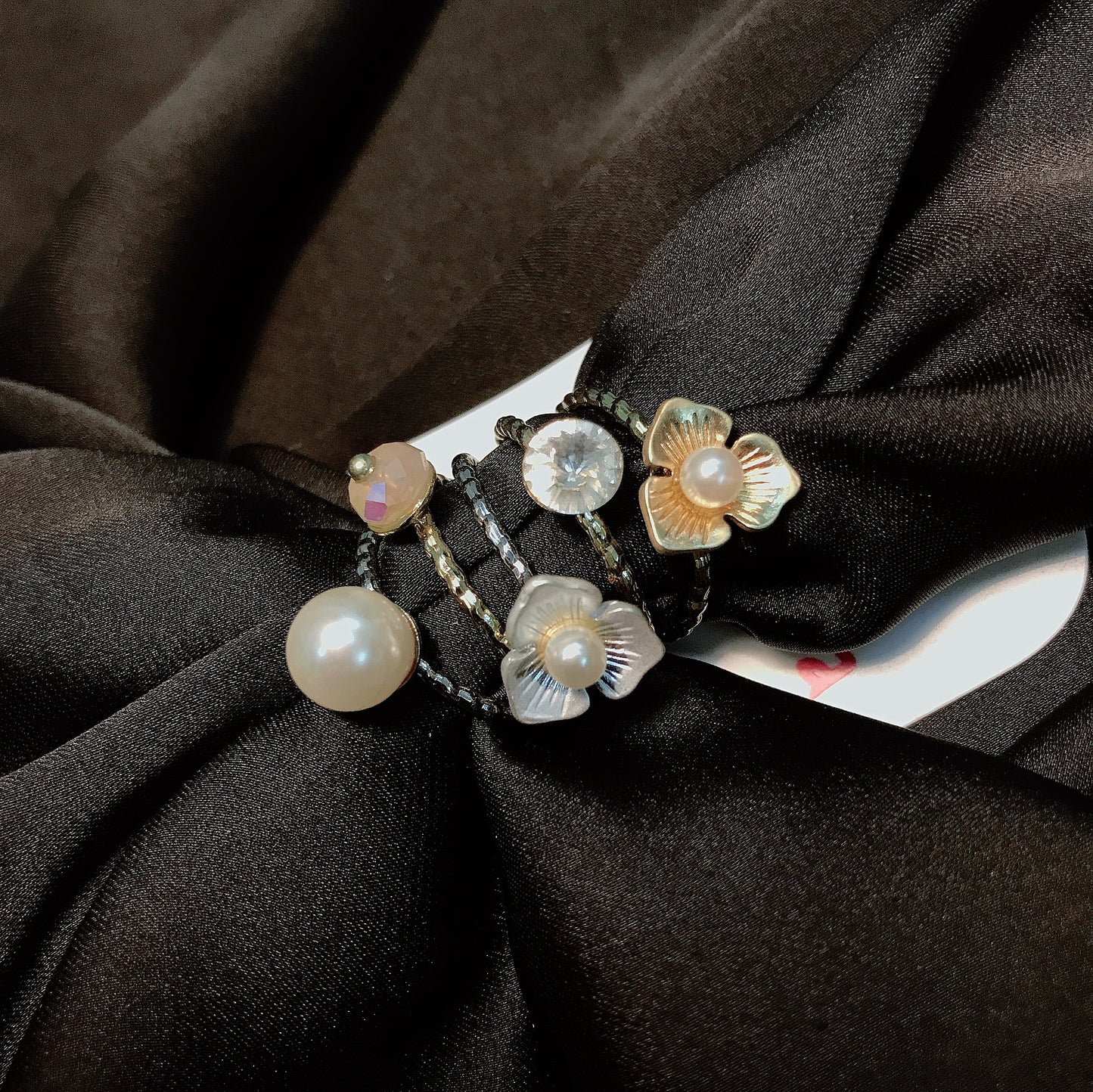 Multi Flower Ring Set