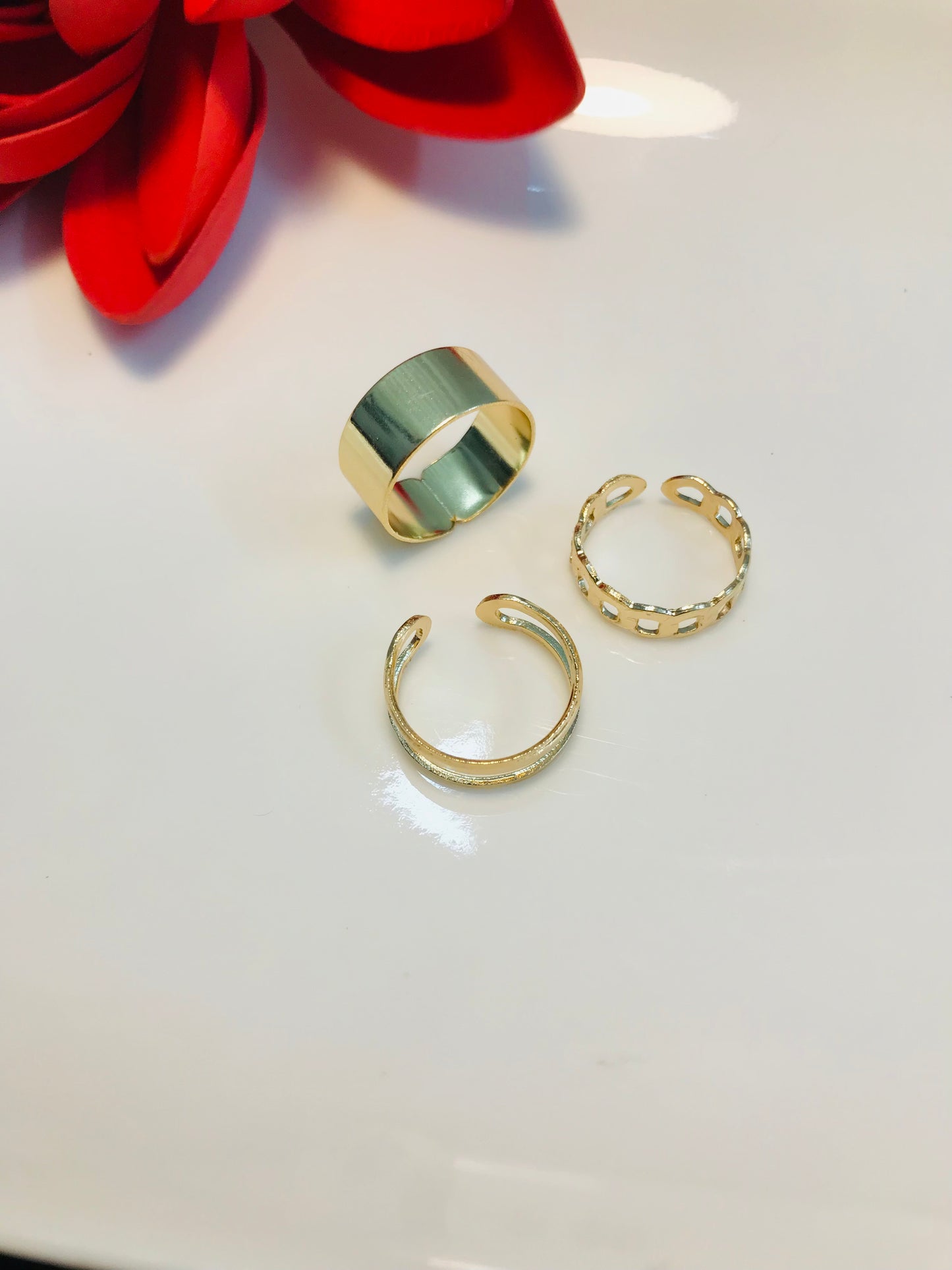 Golden plain Knuckle Ring set