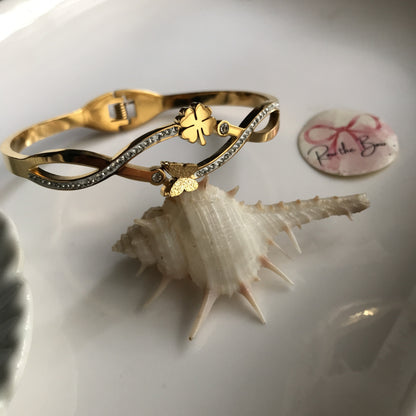 Golden Butterfly Floral Bracelet