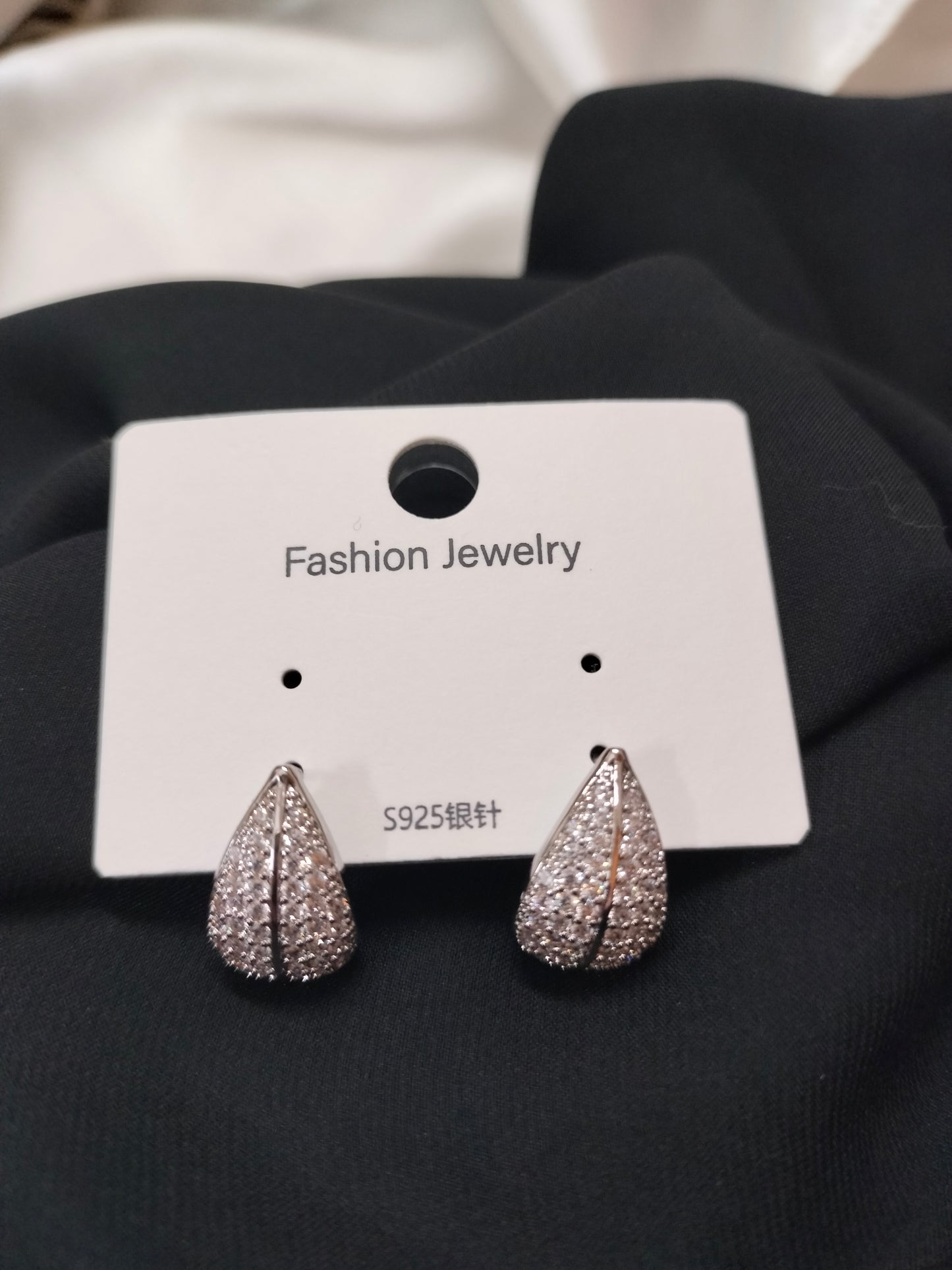 Leafy silver stone earrings