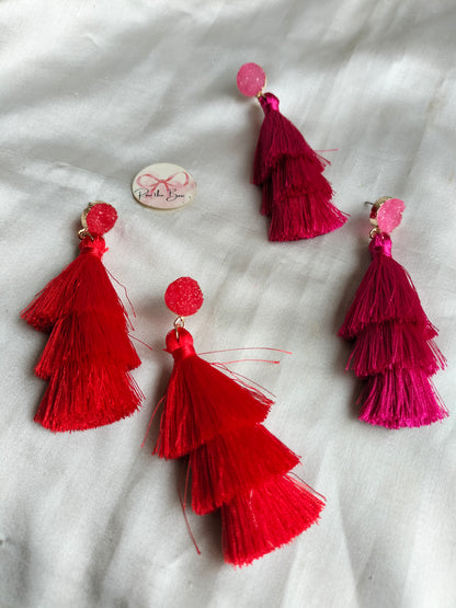 Red Tassel Earring