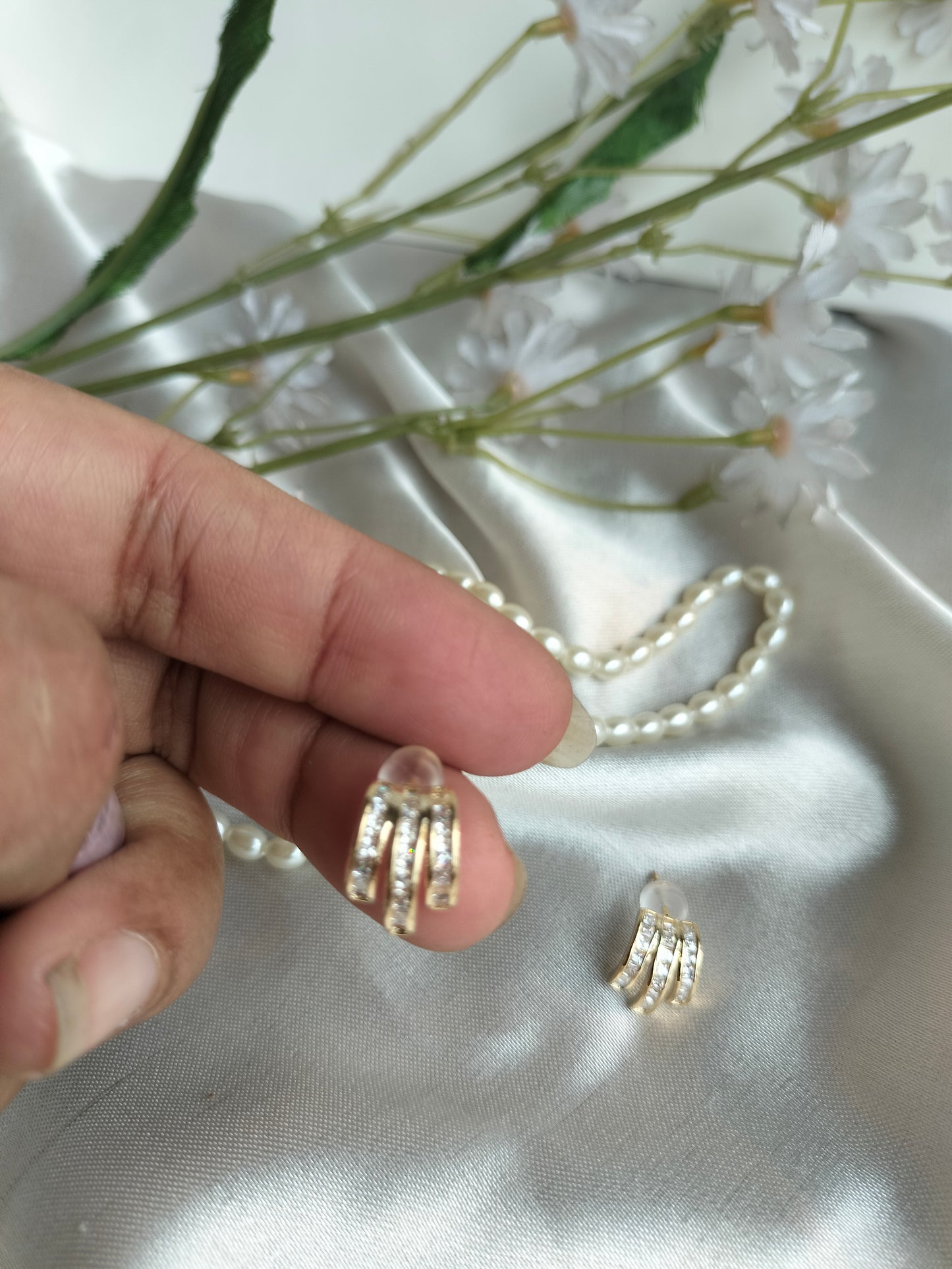 Zircon Stone Earrings Golden