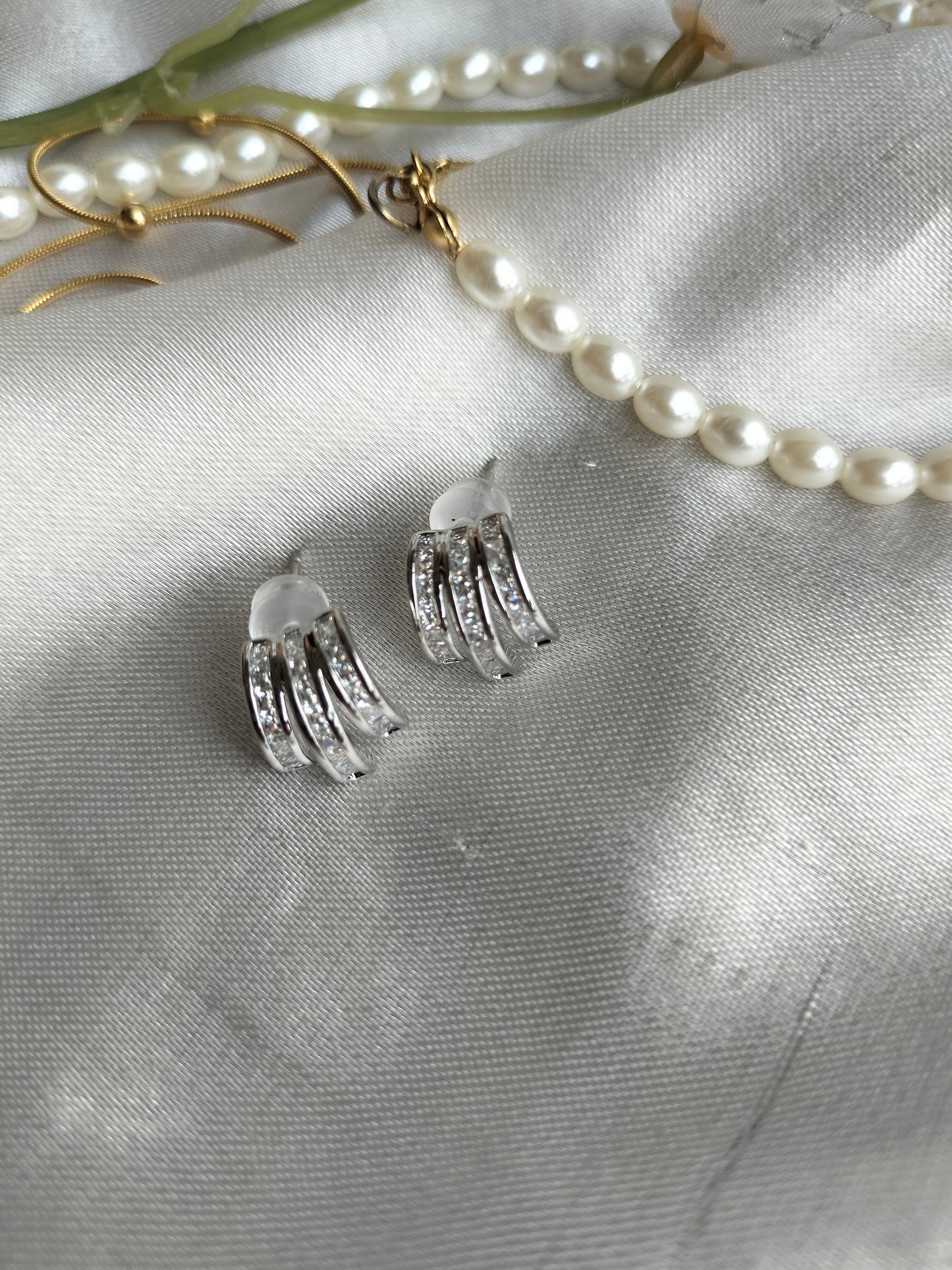 Zircon Stone Earrings Silver