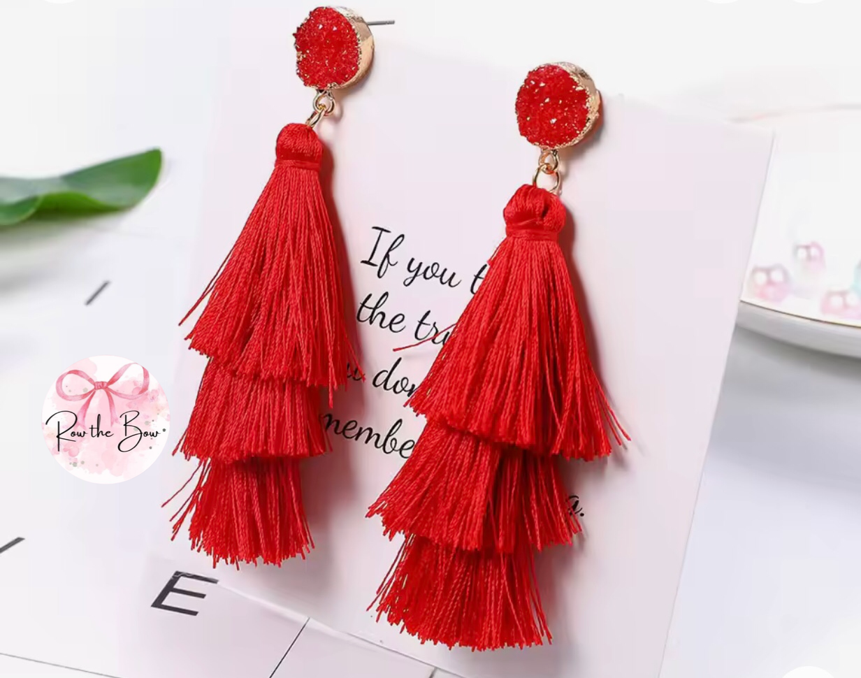 Red Tassel Earring