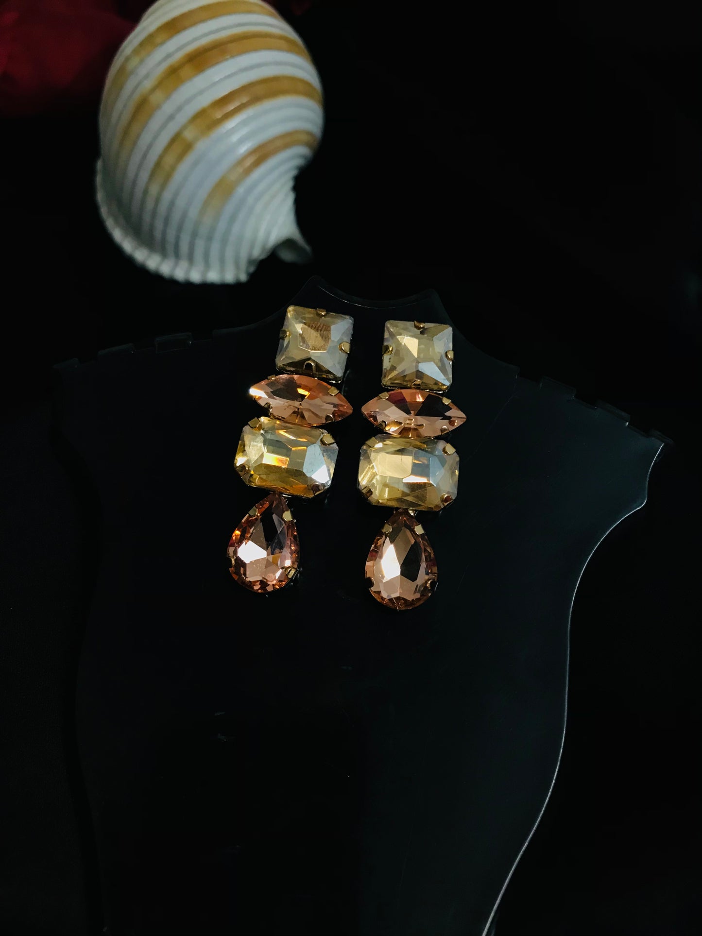 Peach Emerald  Stone Earring