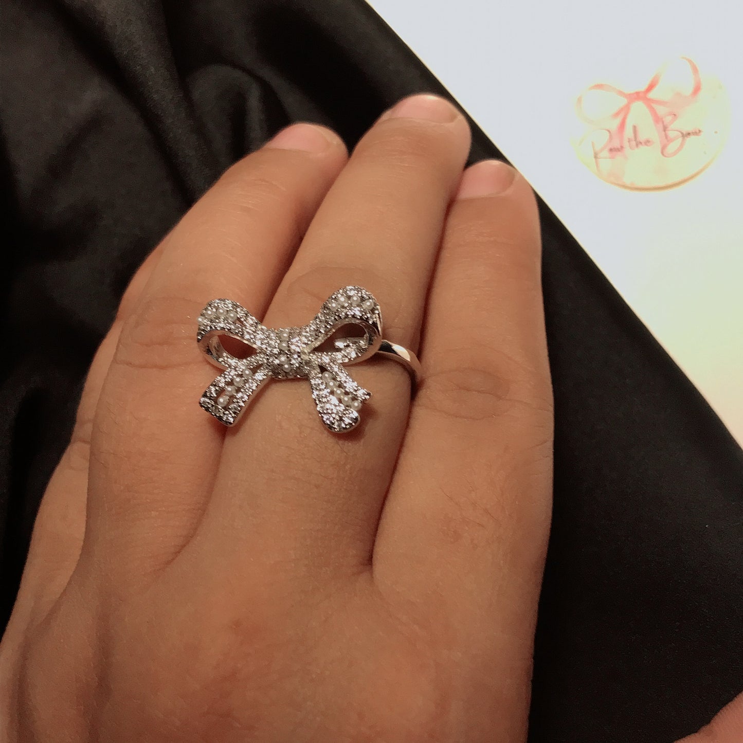 Bow pearl Ring Silver