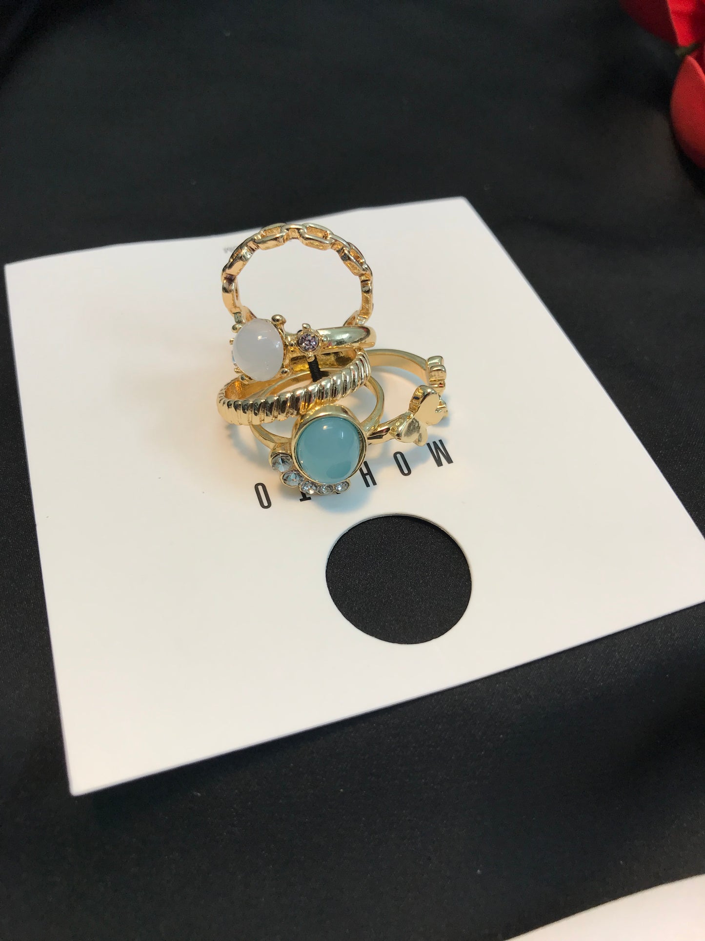 Paste Stone knuckle Ring Set