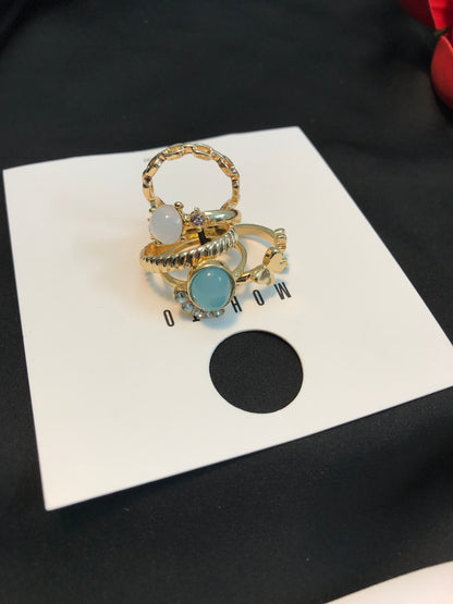 Paste Stone knuckle Ring Set