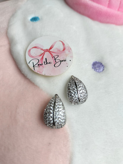 Leafy silver stone earrings