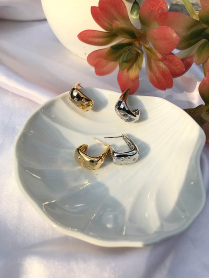 C shaped Metallic Hoop Golden