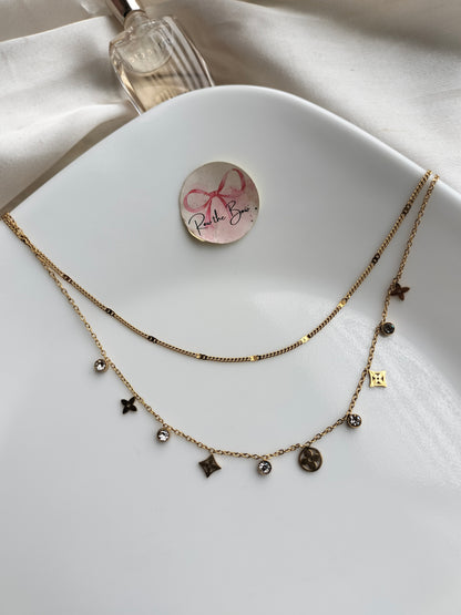 Double layer chain necklace