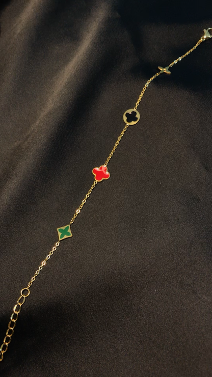 Clovar Red Green Chain Titanium Bracelet