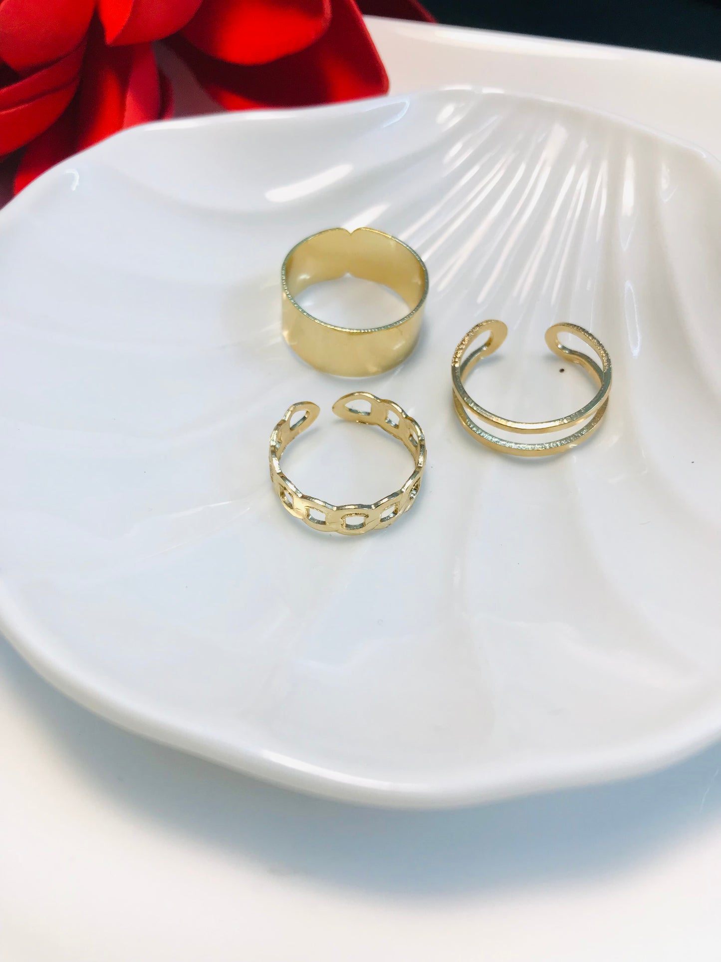Golden plain Knuckle Ring set