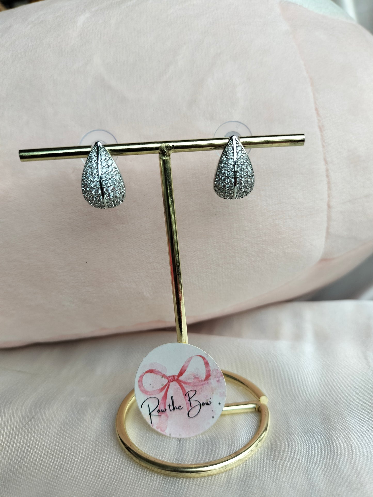 Leafy silver stone earrings