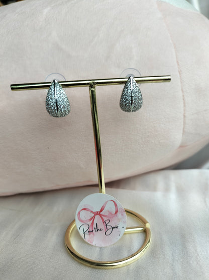 Leafy silver stone earrings