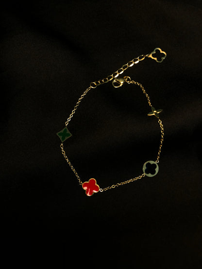 Clovar Red Green Chain Titanium Bracelet