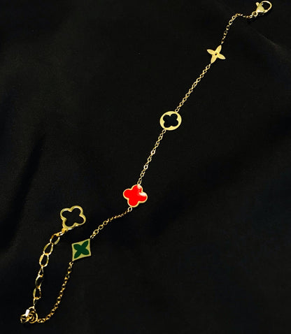 Clovar Red Green Chain Titanium Bracelet
