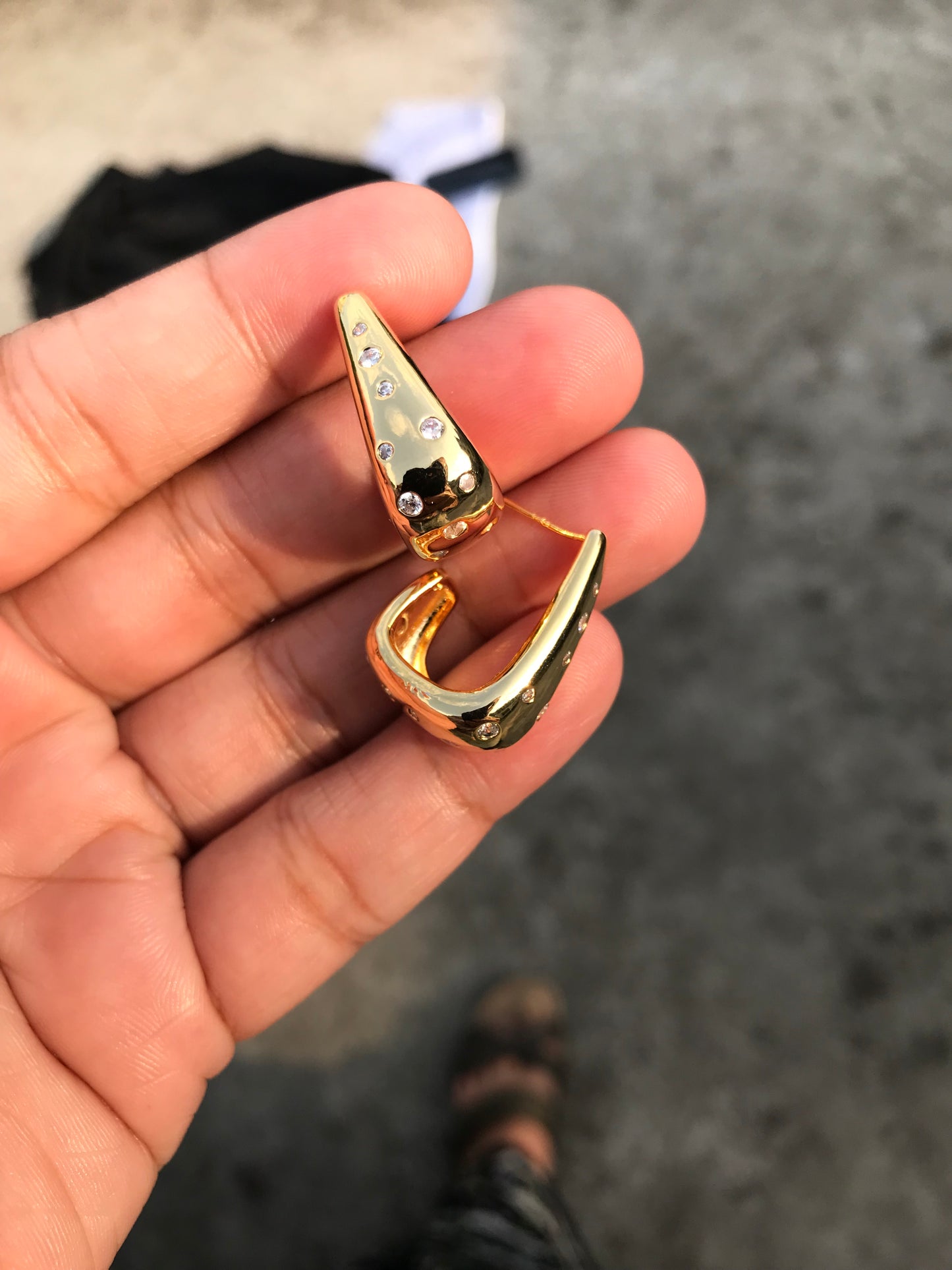 C shaped Metallic Hoop Golden