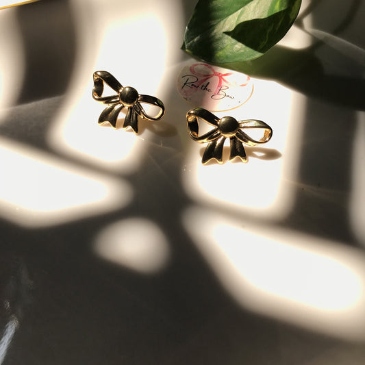 Golden Bow Metallic Earring