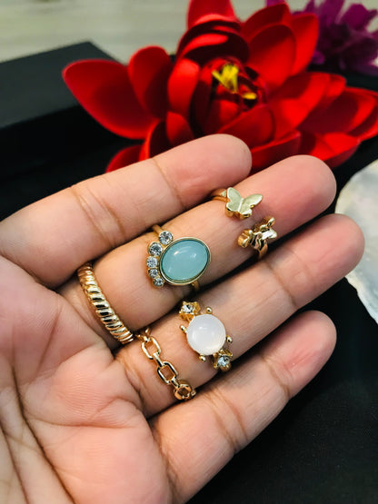 Paste Stone knuckle Ring Set