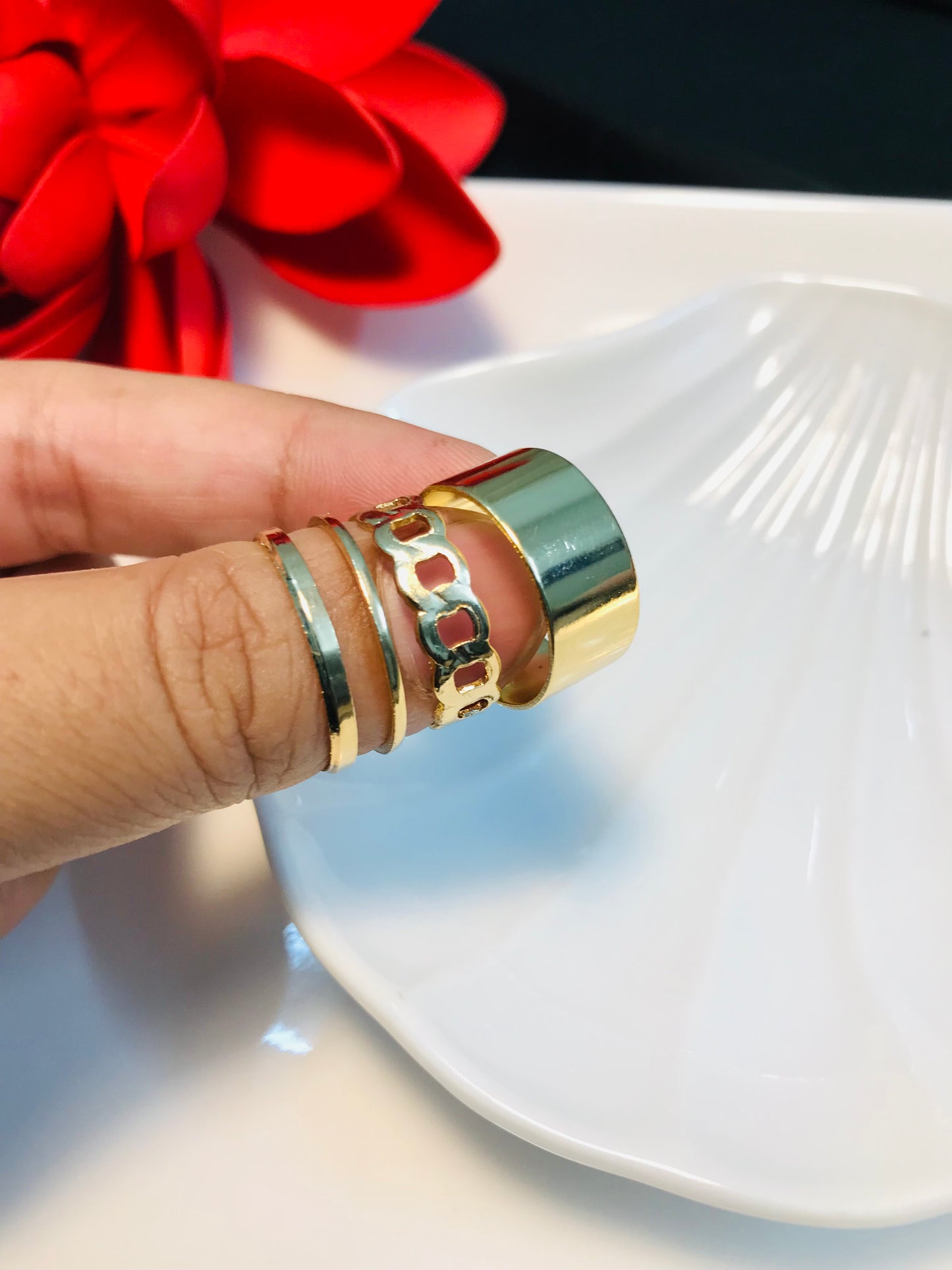 Golden plain Knuckle Ring set