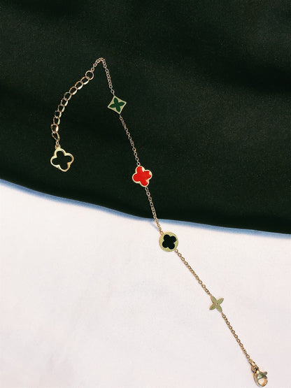 Clovar Red Green Chain Titanium Bracelet