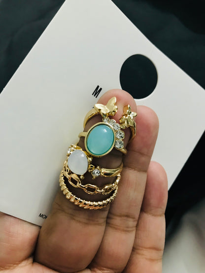 Paste Stone knuckle Ring Set