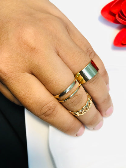 Golden plain Knuckle Ring set