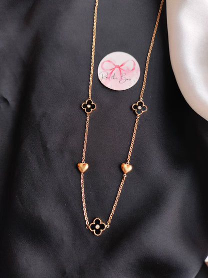 Clovar heart long chain necklace