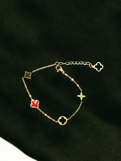 Clovar Red Green Chain Titanium Bracelet