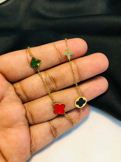 Clovar Red Green Chain Titanium Bracelet