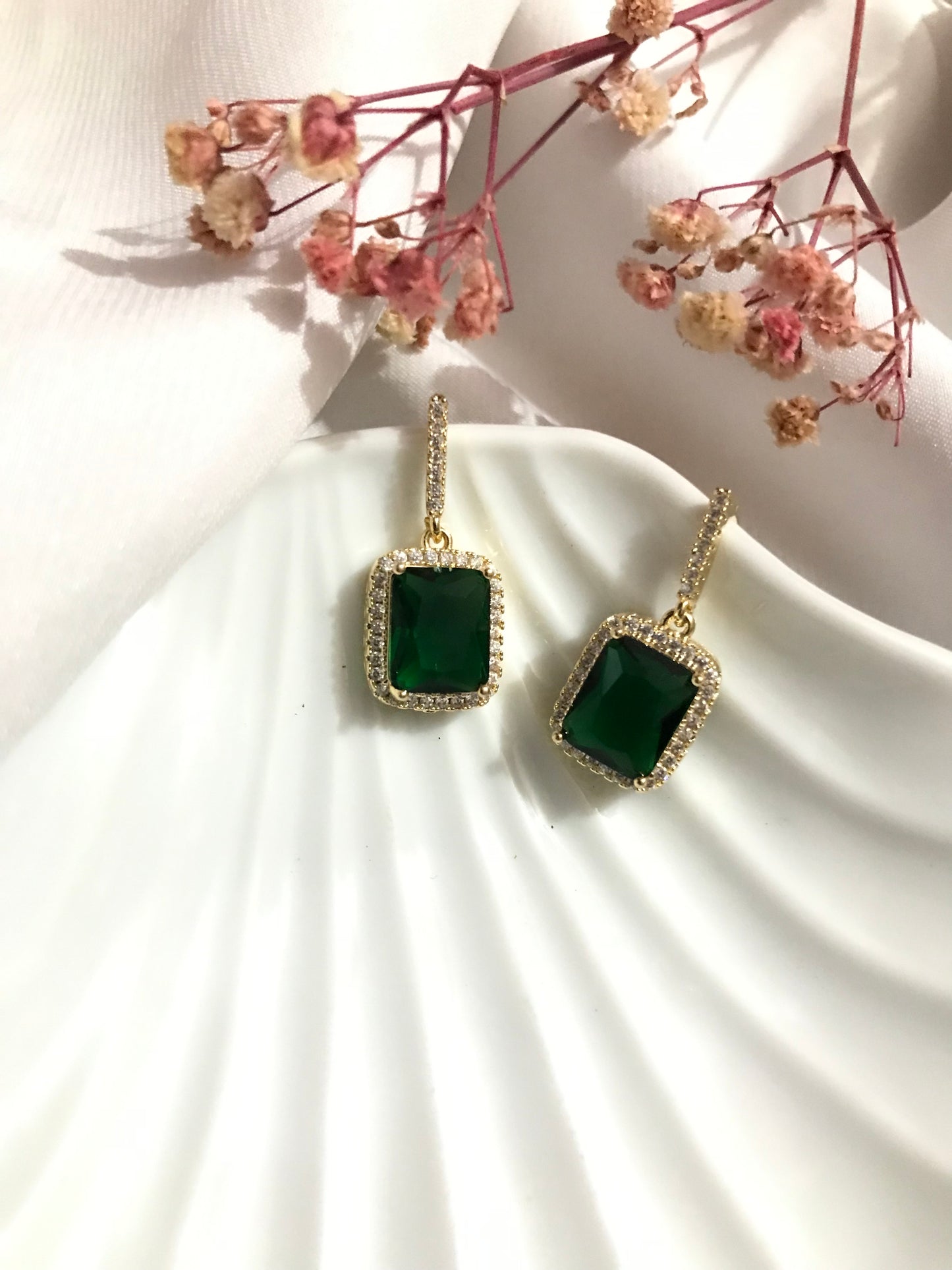 Emerald Square Earring