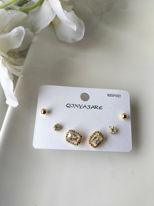 Bow Stud Set-0038 Golden