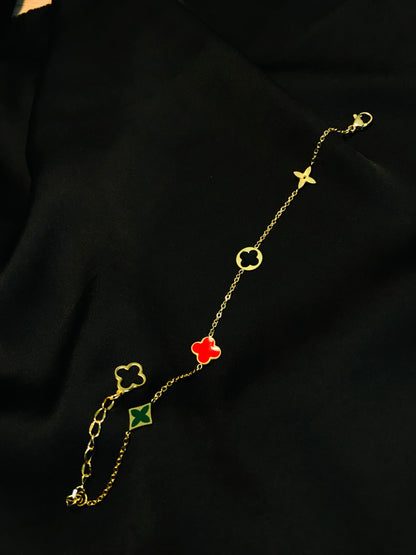 Clovar Red Green Chain Titanium Bracelet