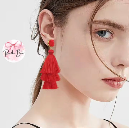 Red Tassel Earring