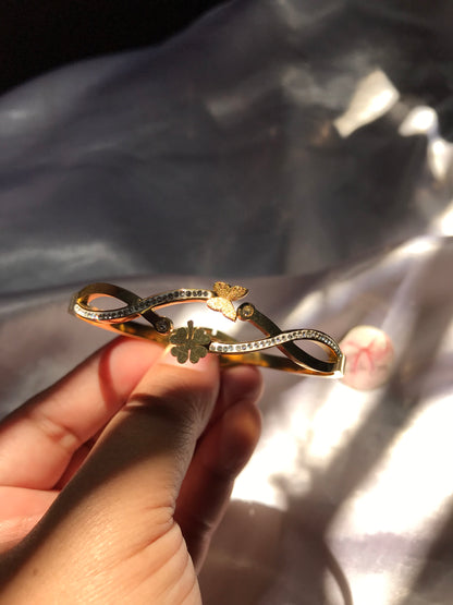 Golden Butterfly Floral Bracelet