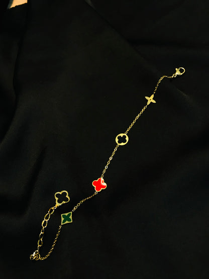 Clovar Red Green Chain Titanium Bracelet
