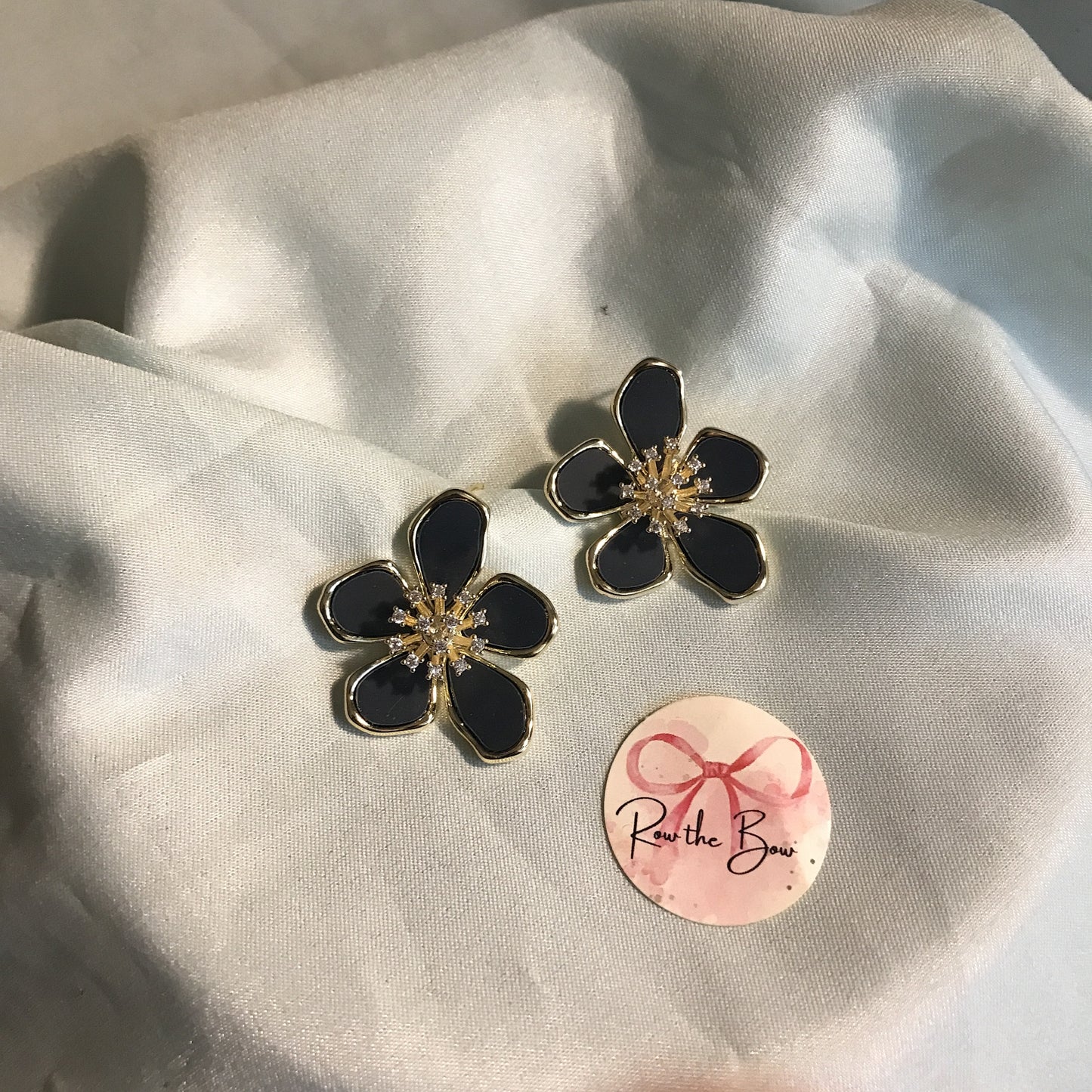 Black floral earring