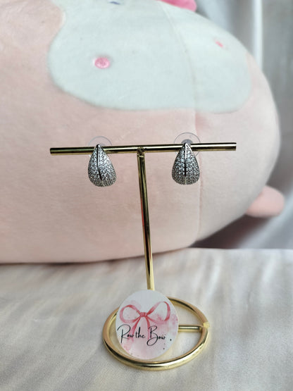 Leafy silver stone earrings