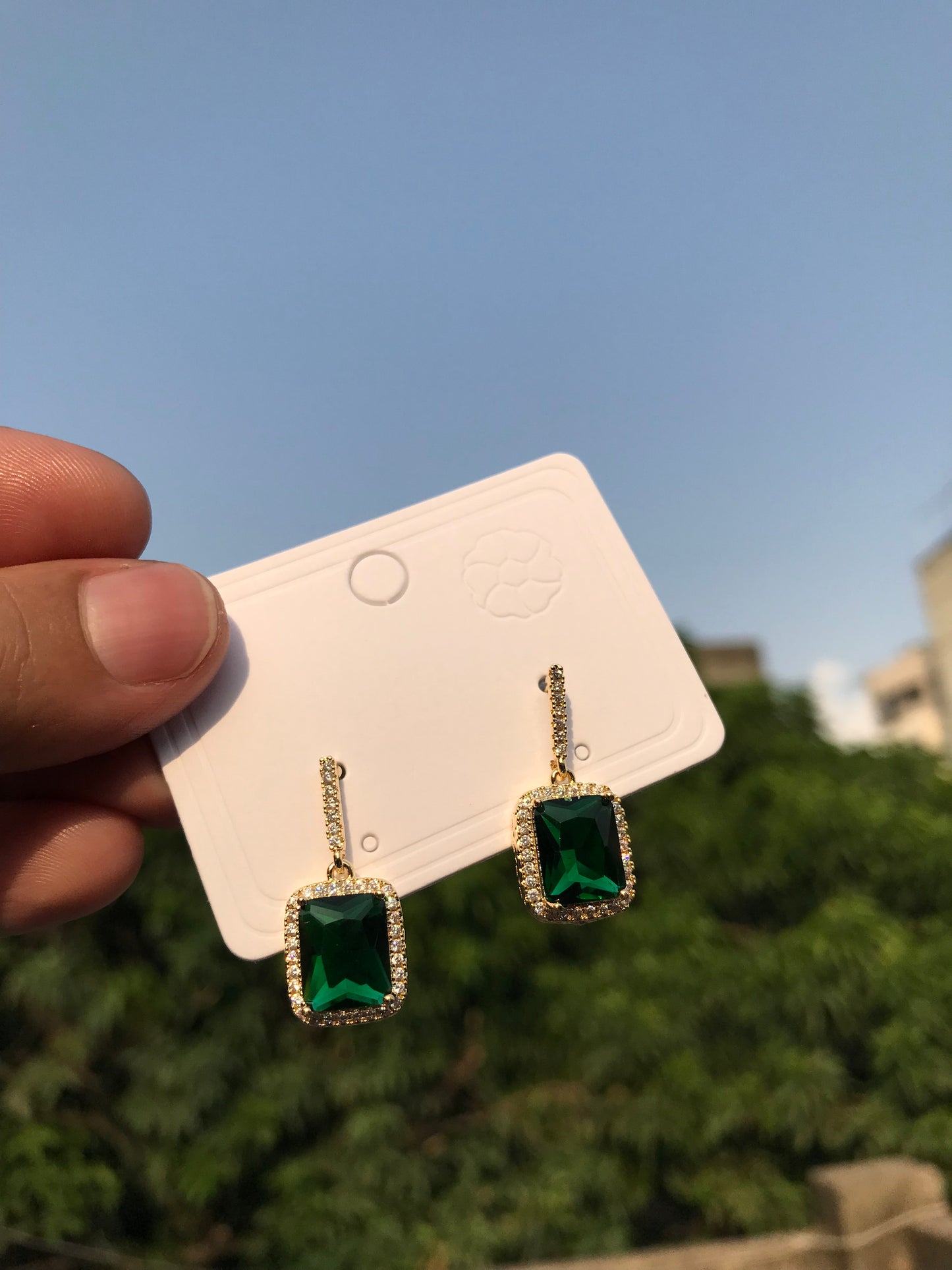 Emerald Square Earring
