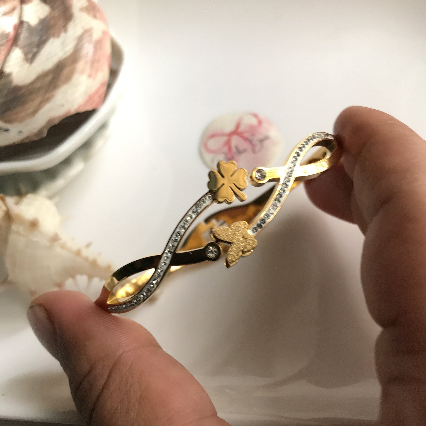 Golden Butterfly Floral Bracelet