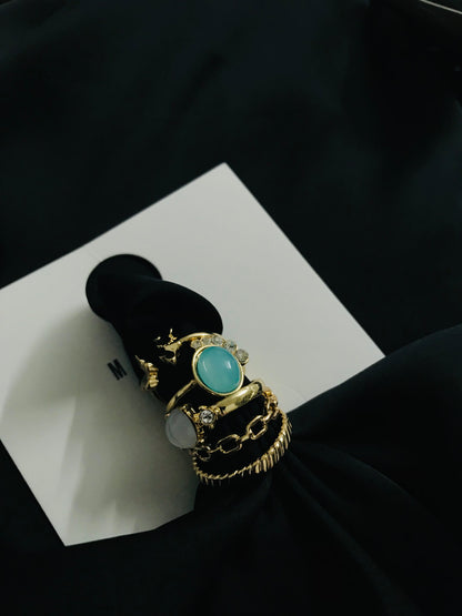 Paste Stone knuckle Ring Set