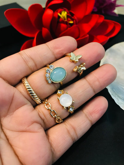 Paste Stone knuckle Ring Set