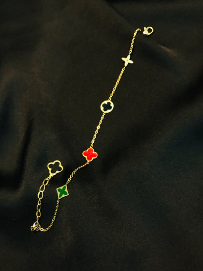 Clovar Red Green Chain Titanium Bracelet